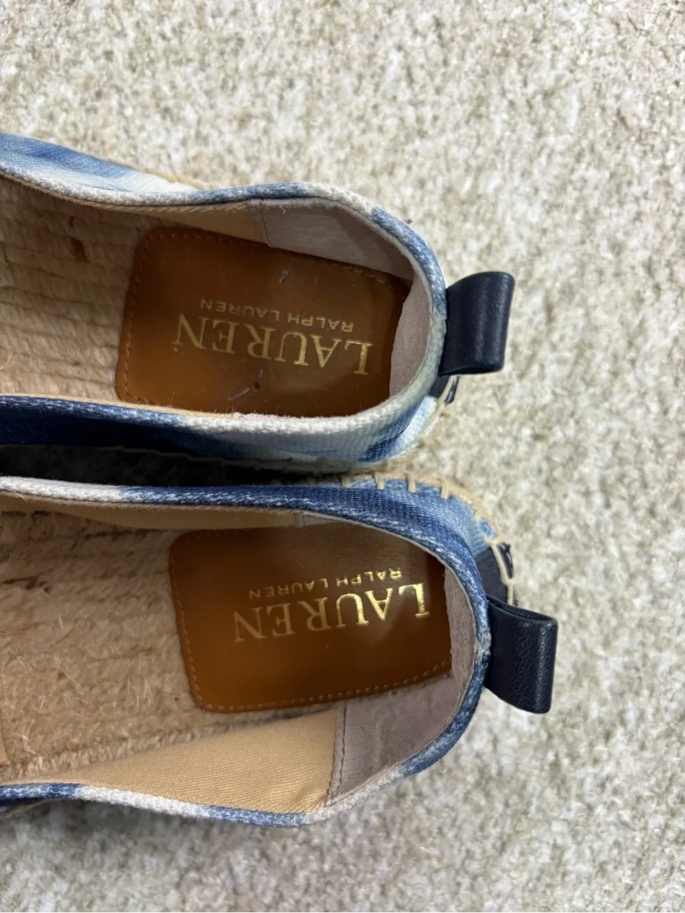 Ralph Lauren Navy and White Tie-Dye Espadrille Slip-Ons